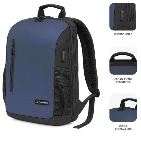 Subblim Mochila SUBBP-5NXAP02 Xpand Air Padding para Portátil 15.6", Protección 360°, 21L Expandible, USB-C, Azul, Unisex Subblim Mochila SUBBP-5NXAP02 Xpand Air Padding para Portátil 15.6", Protección 360°, 21L Expandible, USB-C, Azul, Unisex